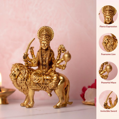 BHARAT IDOLS Maa Durga large Decorative Showpiece  -  13 cm(Brass, Multicolor)