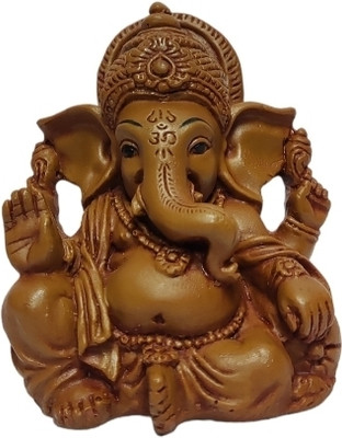 Pratima PRATIMA Wooden finish beautiful Polyresin Ganesh Idol Decorative Showpiece  -  8 cm(Resin, Brown)
