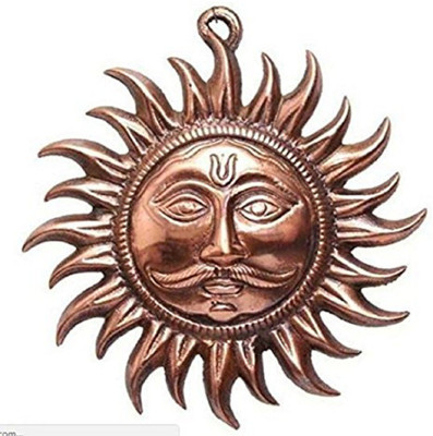 Sai Amrut Sai Amrut Sun Alankar Metal Vastu Sun Mask Wall Hanging Decorative Showpiece  -  11 cm(Brass, Copper)