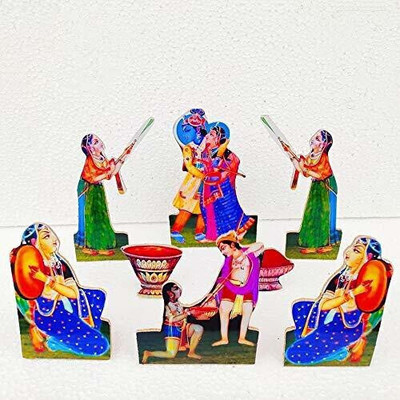 AARSHI CREATION Holi Gopi Set Wooden MDF Cut Out Holi Special (4 inch) Decorative Showpiece  -  10.16 cm(Wood, Multicolor)