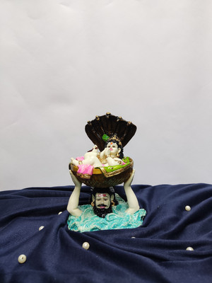 Pratima PRATIMA Baby Krishna with vasudev Idol Thakur ji murti Little Kanha makhanchor Decorative Showpiece  -  17 cm(Resin, Pink)