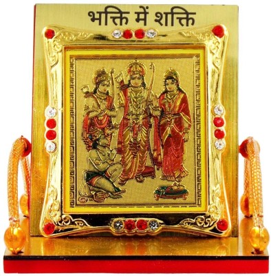 Awesome Craft Shree Ram Darbar Idol Statue for Car Dashboard/Home/Shop/Office Decorative Showpiece  -  7.5 cm(Glass, Gold)