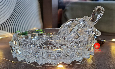 DesiDecor Crystal Turtle Tortoise with Plate for Good Luck Vastu Feng Shui Decorative Showpiece  -  13 cm(Crystal, White)