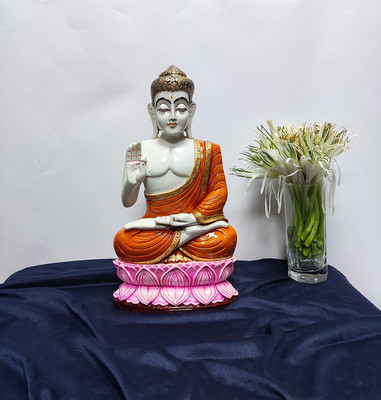 Pratima PRATIMA Handmade Polyresin Buddha statue Home Office and Gifting Decorative Showpiece  -  30.6 cm(Resin, Orange)