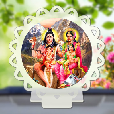 GiftsRange Shiva Family Shiv Parivar White Premium Car Dashboard Idol Decorative Showpiece  -  8 cm(Plastic, Multicolor, White)