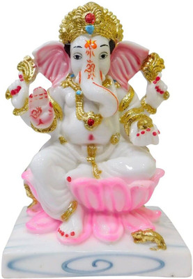 krishnagallery1 White Ganesh Murti Home Temple Decorative Showpiece  -  17 cm(Marble, Multicolor)