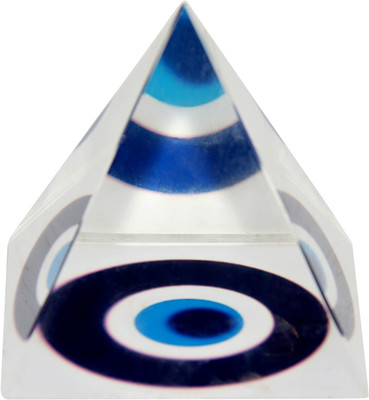 Feng Shui Art Vastu / Evil Eye Crystal pyramid For Removing Negative Energy Decorative Showpiece  -  5 cm(Glass, White)