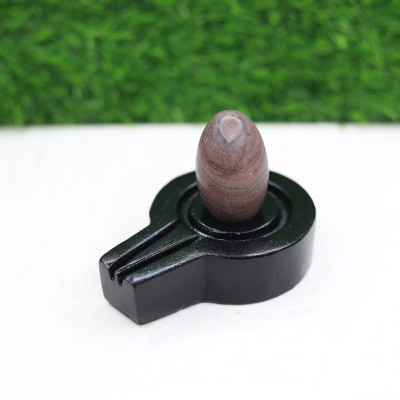 Neelkanth Shivling Stone Unique Ardhanareshwara Narmada Shivling / Shiva & Shakti Wonderful Lingam Decorative Showpiece  -  7 cm(Stone, Multicolor)
