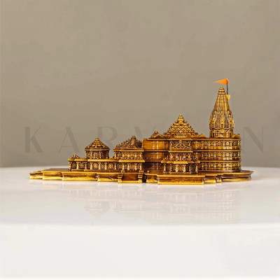 karvaan Ram Mandir Ayodhya 3D Model | Shri Ram Temple Statue for Home, Mandir, Office Decorative Showpiece  -  10.16 cm(Resin, Gold)