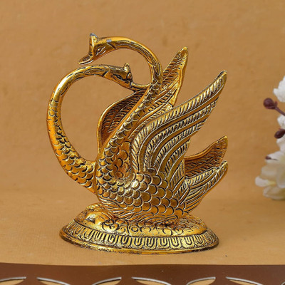 SBBCO Animal Showpiece Saras Metal Statue for Table, Swan/Duck Shape Napkin Holder Decorative Showpiece  -  22.30000000000002 cm(Brass, Gold)