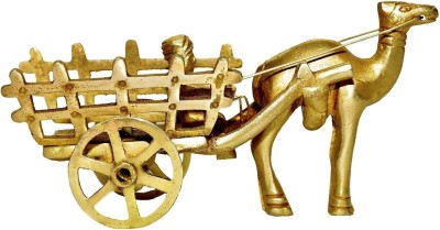 Pink Sky Home Décor Rajasthani Design Metal Golden Brass CamelCart Statue For Living Room Decorative Showpiece  -  8 cm(Metal, Gold)