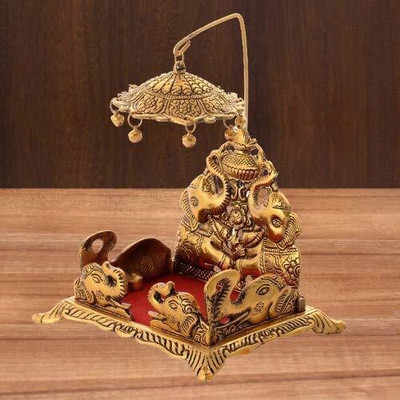 FLUKYCO Decorative Showpiece  -  15 cm(Metal, Gold)
