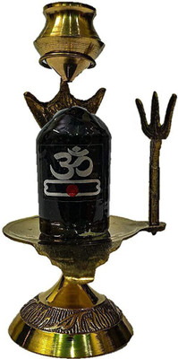 AARSHI CREATION Brass Shiva Lingam Abhishek Patra with Trishul and Nag Decorative Showpiece  -  12 cm(Brass, Gold, Black)