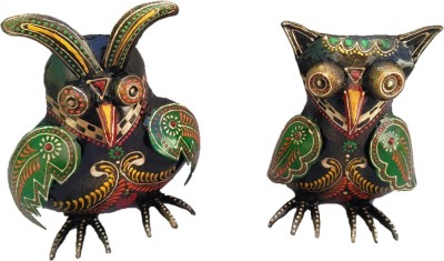 Sancheti Art Set of 2 devil owl Decorative Showpiece  -  16 cm(Brass, Multicolor)