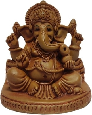 Pratima PRATIMA Wooden finish Polyresin Ganesh Idol Decorative Showpiece  -  6.8 cm(Resin, Brown)