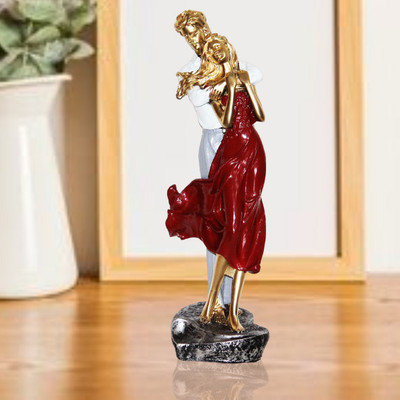 Miss Peach Valentine Cute Love Couple Statue Gift Romantic Gifts for Girlfriend Decorative Showpiece  -  39.37 cm(Polyresin, Multicolor)