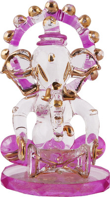 jagriti enterprise Crystal Ganpati Idol Dhool Design for Car Dashboard & Home Showpiece Decorative Showpiece  -  4 cm(Crystal, White)