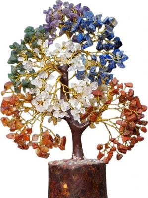 vastu vardan Vastu Crystal Seven Chakra Tree (600 Beads) Feng Shui & Vastu Healing Tree Decorative Showpiece  -  26 cm(Crystal, Multicolor)