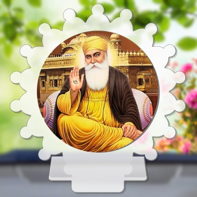 GiftsRange Guru Nanak Dev Baba Satguru Nanak White Premium Car Dashboard Idol Decorative Showpiece  -  8 cm(Plastic, Multicolor, White)