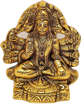 SBBCO Panchmukhi Hanuman ji Statue / Bajrangbali Murti Brass Decorative Showpiece  -  14 cm(Brass, Metal, Gold)