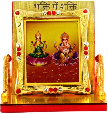 Awesome Craft Golden Car Dashboard Ganesh Laxmi Idol for Home Decor Decorative Showpiece  -  7.5 cm(Glass, Gold)