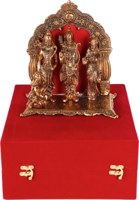 GIFTCITY Copper Ram Darbar Idol Murti With Lakshmana Sita And Hanuman Under Vevet Box Decorative Showpiece  -  24 cm(Metal, Copper)