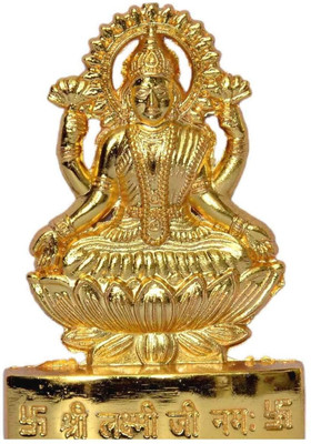 DARIDRA BHANJAN Laxmi Mata Murti Metal Finish Lakshami Mata Statue maa durga devi idol Decorative Showpiece  -  12 cm(Metal, Yellow)