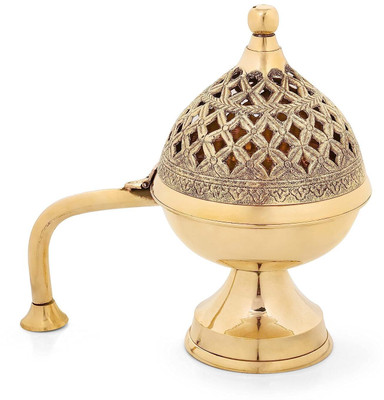 Gupangam Home Brass Dhuna Loban Burner Dhooni Dhoop Dani Dhuni Brass Table Diya(Height: 4 inch)