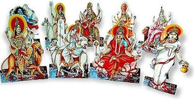 AARSHI CREATION Set of 9 Pieces Nav Durga Wooden MDF Set for Navratri Special Decorative Showpiece  -  15 cm(Wood, Multicolor)