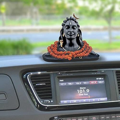 SPELLS UNION Adiyogi shiva statue Shiv Murti Decorative Showpiece  -  10 cm(Polyresin, Black)