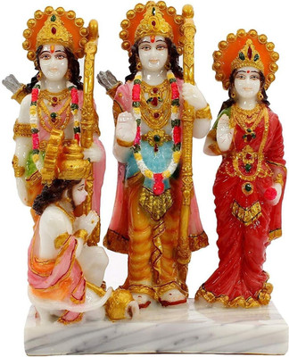 krishnagallery1 Ram Darbar Marble Statue Murti Lord Ram Darbar Decorative Showpiece  -  17 cm(Marble, Multicolor)