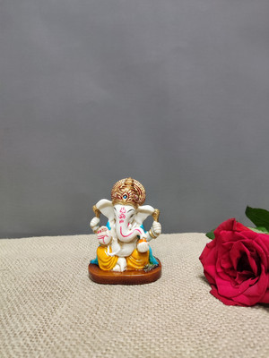 Pratima PRATIMA Ganesh Idol For Car Dashborad Ganesh Murti Home Pooja Temple Decorative Showpiece  -  9 cm(Resin, Yellow)