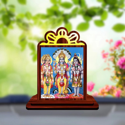 DAKSH Tridev Brahma Vishnu Mahesh Car Dashboard Idol Decorative Showpiece  -  8 cm(Plastic, Multicolor)