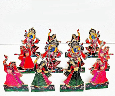 AARSHI CREATION Laddu Gopal Rasleela Gopi with Krishna Set of Krishna ji Rasa Set ( 4 Inch ) Decorative Showpiece  -  10.16 cm(Wood, Multicolor)