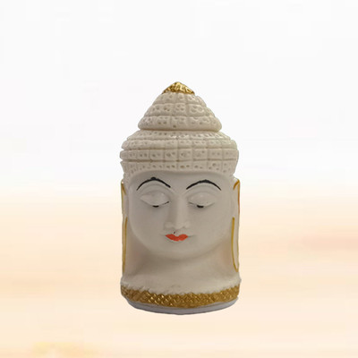 JRG Radium Buddha Head Polyresin Idol (4 cms x 3 cms x 7 cms) Decorative Showpiece  -  7 cm(Polyresin, White)
