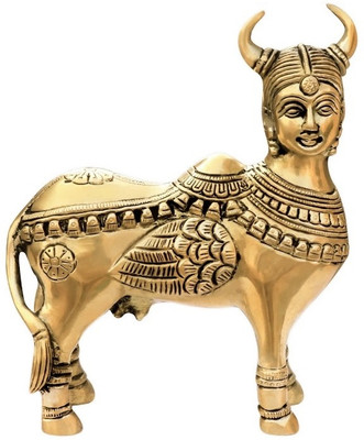 Sambhaav Kamdhenu’s Blessing: A Symbol of Wealth and Harmony Decorative Showpiece  -  17 cm(Brass, Gold)