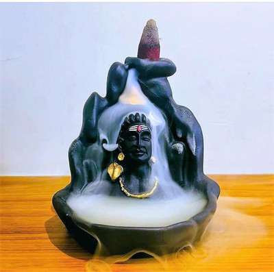 Adiyogi smoke fountain backflow 10 cm Religious Idol & Figurine(Polyresin, Black)
