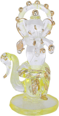 jagriti enterprise crystal ganpati idol hans design for pooja and decor Decorative Showpiece  -  9 cm(Crystal, Yellow)