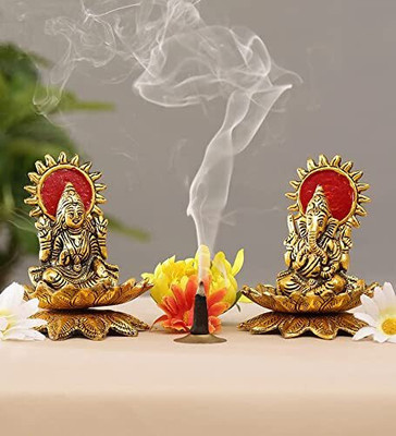 DARIDRA BHANJAN Laxmi Ganesh Idol Murti Sculpture For Home Office Decorative Showpiece  -  10 cm(Metal, Multicolor)