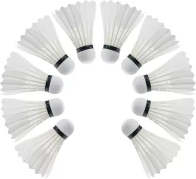 Tahiro White Shuttle Cocks Feather Shuttle  - White(Medium Fast, 78, Pack of 10)