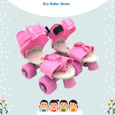 CountryLink Dry Skates Shoes Skating for Kids with Front Brake Kids Roller Adjustable Quad Roller Skates - Size 5-12 UK(Pink)
