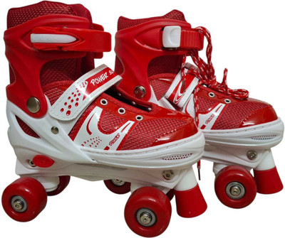 Veryke Derby Unisex Child Roller Skates Shoes with Break Quad Roller Skates - Size 4-12 UK(Red)