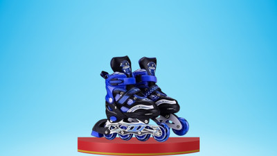 HouseOfCommon New Skates with PU Flashing Wheel Aluminum Body,LED Flash Light In-line Skates - Size 2025-11-08 UK(Blue)