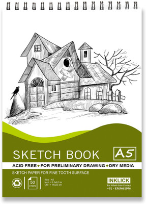 INKLICK 50 Sheet A5 Sketchbook | Top Spiral-Bound Sketchpad for Artists (Style 6) Sketch Pad(50 Sheets)