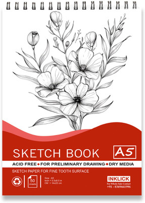 INKLICK 50 Sheet A5 Sketchbook | Top Spiral-Bound Sketchpad for Artists (Style 7) Sketch Pad(50 Sheets)