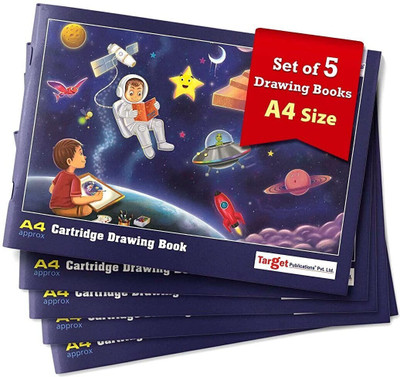 Target Publications Drawing Books | 4A Sketch Book for Colouring & Painting | 34 Pages | Set of 5 Sketch Pad(180 Sheets, Pack of 5)