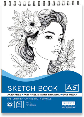 INKLICK 50 Sheet A5 Sketchbook | Top Spiral-Bound Sketchpad for Artists (Style 8) Sketch Pad(50 Sheets)