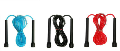 STYRKR Skipping Rope Freestyle Combo (Pack of 3) Freestyle Skipping Rope(Black, Red, Blue, Length: 270 cm)