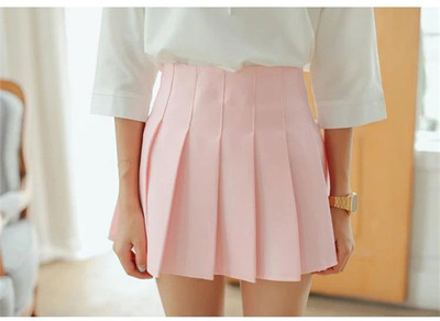 J K FASHION Solid Women Pleated Pink Skirt