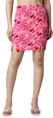 POPWINGS Solid Women Pencil Pink Skirt